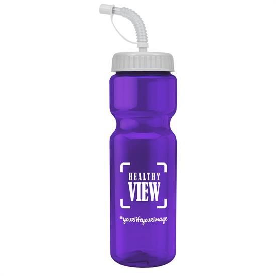 TB28S - Champion - 28 oz. Transparent Bottle with Straw lid